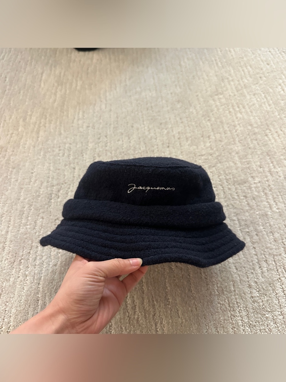 Jacquemus Navy Wool Bucket Hat